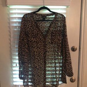 Lane Bryant Leopard Button Down Blouse Top Duster🐆 18/20